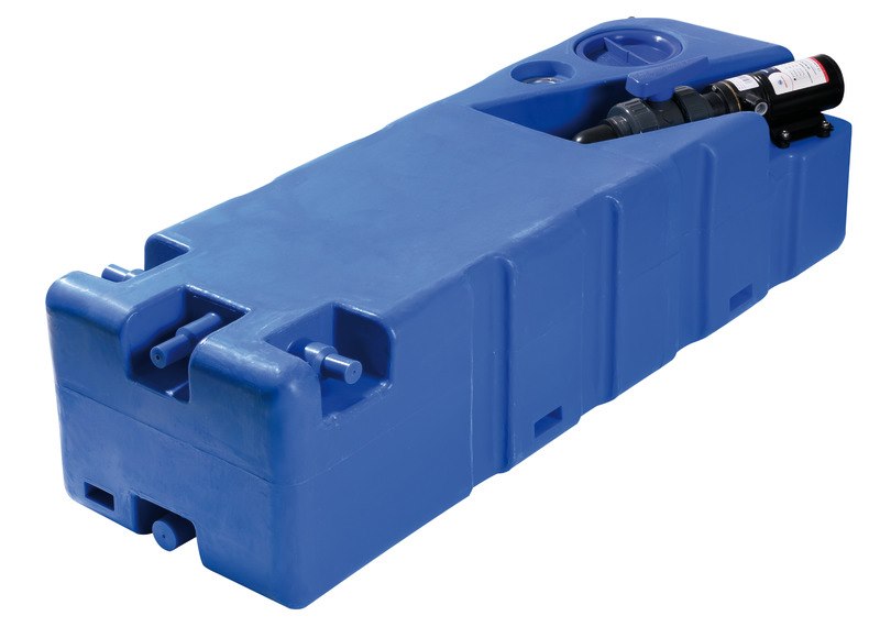 Serbatoio acque nere con maceratore orizzontale ed imbarchi portagomma