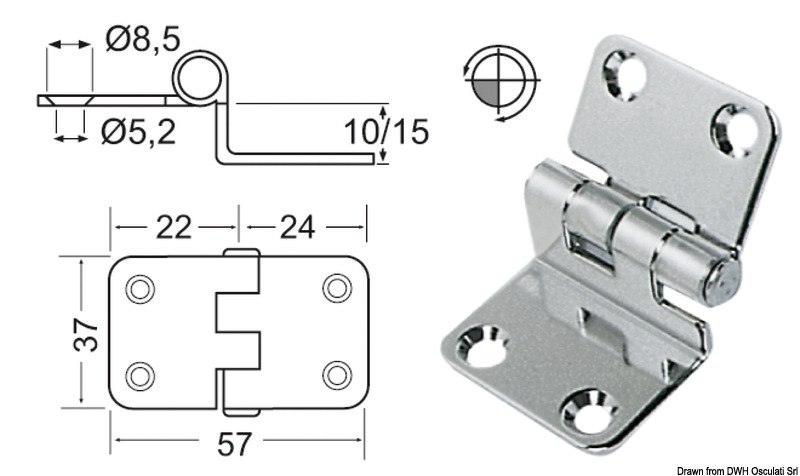 Cerniera a sbalzo 2 mm