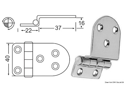 Cerniera inox a sbalzo 59x40 mm 