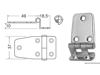 Cerniera inox a sbalzo 67,5x37 mm 