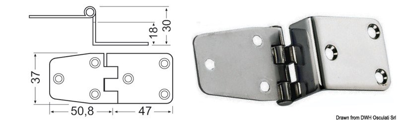 Cerniera inox 97,8x37 mm 