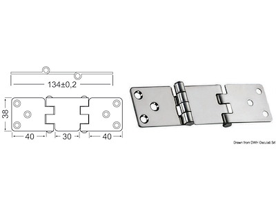 Cerniera inox 134x38 mm 