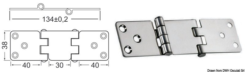 Cerniera inox 134x38 mm 