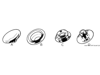 Bottoni a scatto in ottone nichelato e acciaio AISI 316