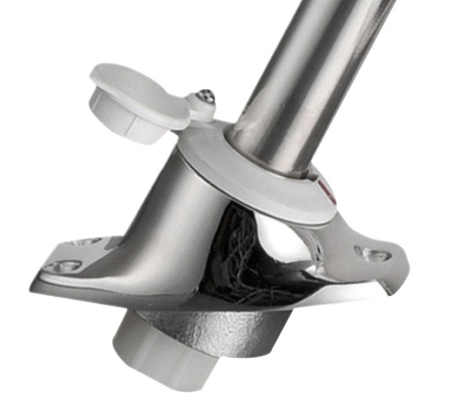 Asta luminosa completa di fanale di fonda Evoled 360° - Versione angolata ed estraibile con basetta inox fissaggi in piano