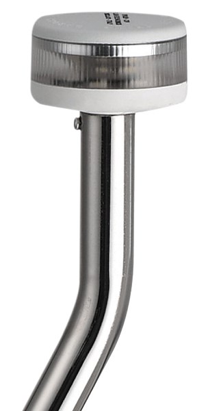Asta luminosa completa di fanale di fonda Evoled 360° - Versione angolata ed estraibile con basetta inox fissaggi in piano
