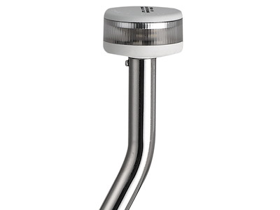 Asta luminosa completa di fanale di fonda Evoled 360° - Versione angolata ed estraibile con basetta inox fissaggi in piano