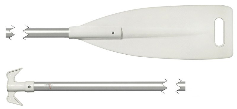Pagaia con pala in ABS bianco e gancio d’accosto in nylon terminale