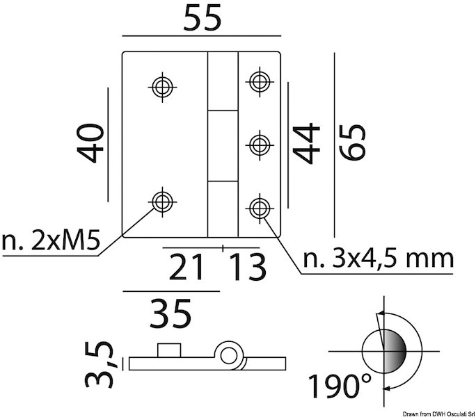 Cerniera ali asim. ot.cr.65x54 