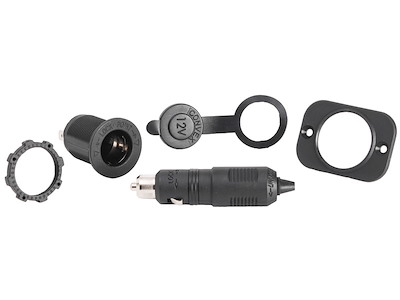 Presa di corrente + spina in policarbonato nero