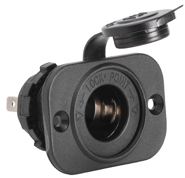 Presa di corrente + spina in policarbonato nero