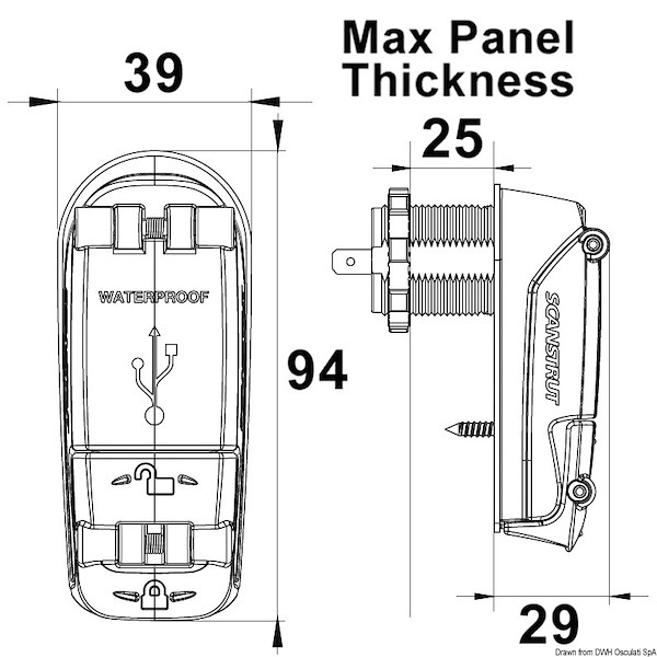 Presa + cavo USB stagni IPx6