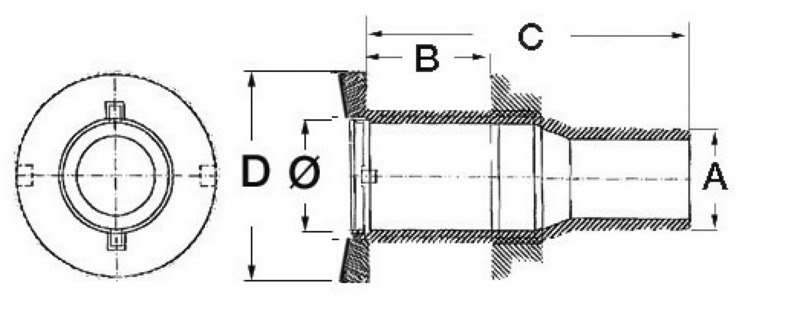 Scarico a mare a filo con portagomma