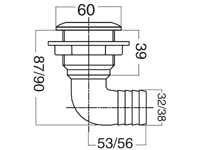 Scarico a mare a gomito 90°