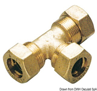 Raccordo a compressione in ottone per tubo in rame con tenuta 0 Ring