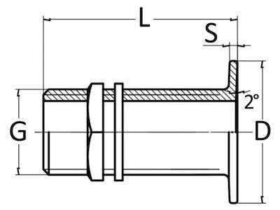 Scarico a mare con testa piatta, tutto filetto