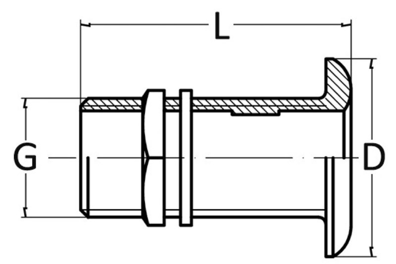 Scarico a mare con testa bombata, tutto filetto