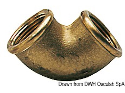 Gomito in ottone femmina/femmina a 90°
