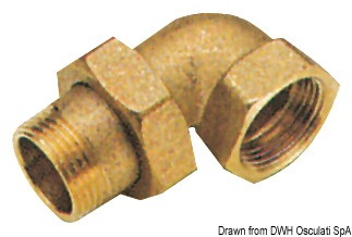 Raccordo 3 pezzi a 90°maschio/femmina con tenuta sfero-conica e o-ring