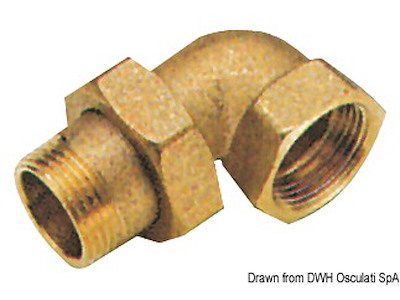 Raccordo 3 pezzi a 90°maschio/femmina con tenuta sfero-conica e o-ring