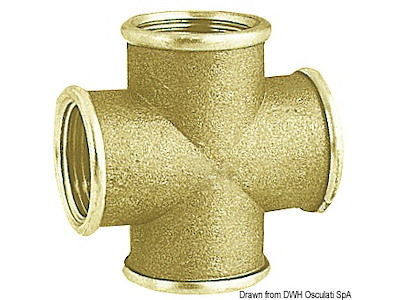 Raccordo a croce in ottone tutto femmina