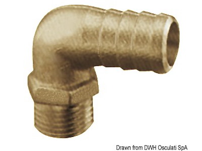 Portagomma in ottone, versione a 90° maschio