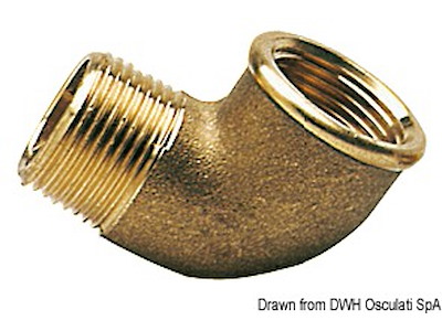 Gomito in ottone maschio/femmina a 90°