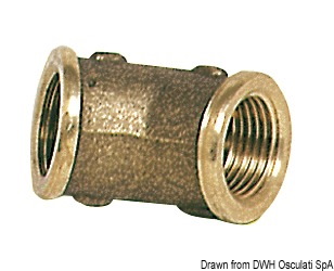 Gomito in ottone femmina/femmina a 45°
