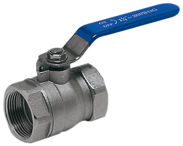 Saracinesca a sfera, in ottone nichelato, passaggio totale PN25 femmina / femmina