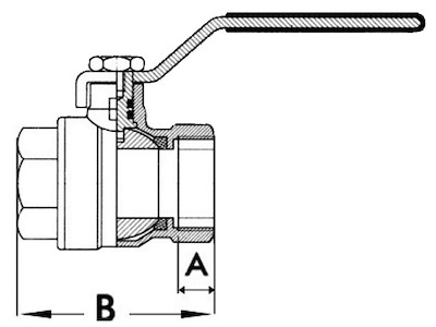 Saracinesca a sfera, in ottone nichelato, passaggio totale PN25 femmina / femmina