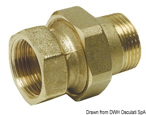 Raccordo diritto 3 pezzi con cannotto e tenuta sfero-conica e o-ring