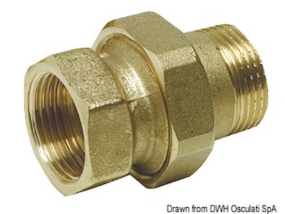 Raccordo diritto 3 pezzi con cannotto e tenuta sfero-conica e o-ring