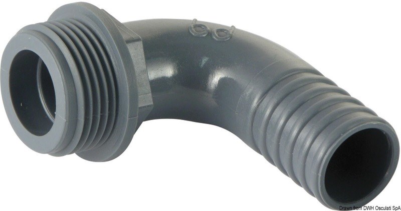 Portagomma maschio a 90° in polipropilene