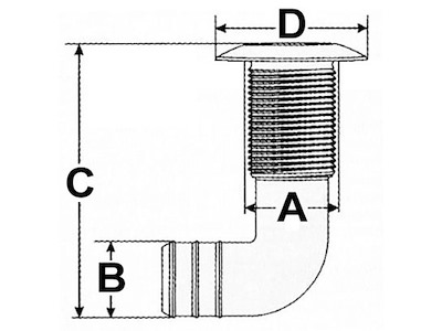 Scarico a mare con gomito 90°