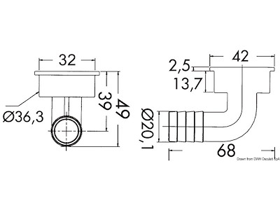 Scarico pozzetto inox Ø 42 