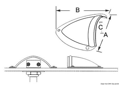 Orecchietta per protezione scarichi a mare, sfiati benzina, acqua ecc