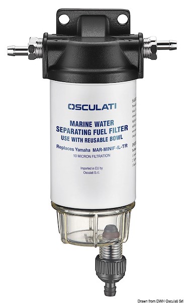 Filtro benzina + separatore acqua/carburante con cartuccia da 10 micron