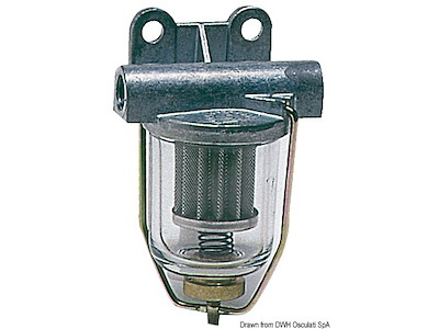 Filtro carburante con vaschetta trasparente in vetro