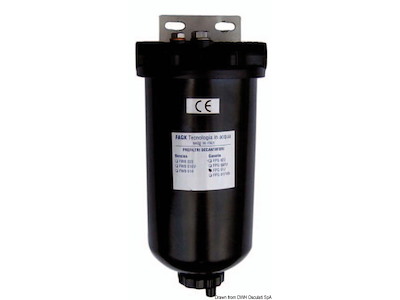 Prefiltro decantatore con elemento filtrante in rete inox 150 micron