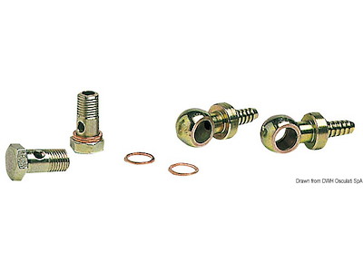 Kit 2 raccordi girevoli in ottone + 2 portagomma + 4 guarnizioni in rame