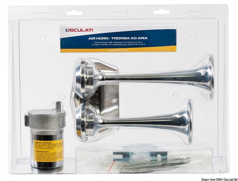 Tromba con compressore in ottone cromato per barche fino a 20 m