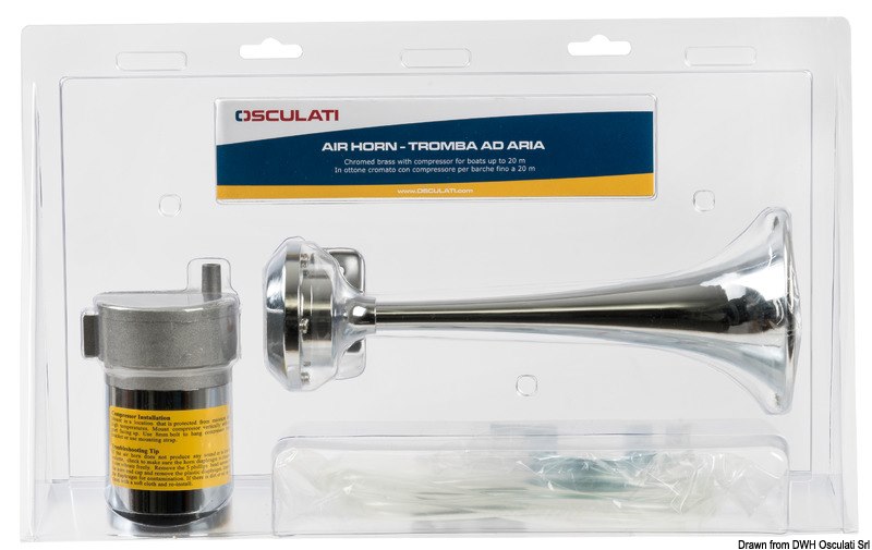 Tromba con compressore in ottone cromato per barche fino a 20 m