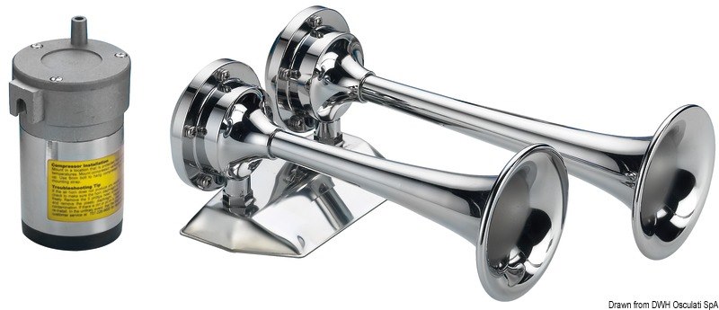 Tromba con compressore in ottone cromato per barche fino a 20 m