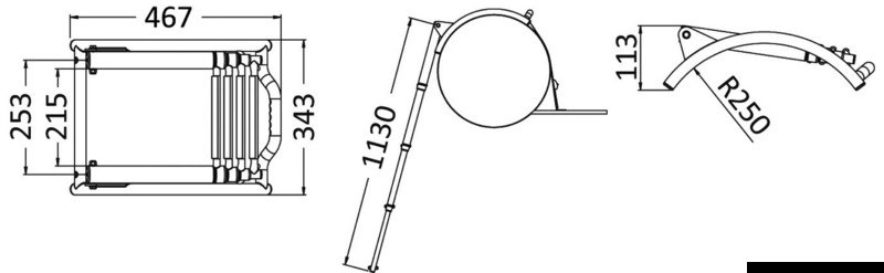 Scaletta a sgancio rapido per gommoni 4 gradini 