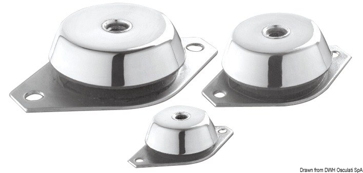 Supporto elastico antivibrante per motori entrobordo e generatore completo di controtampone
