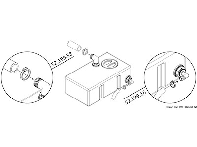 Bocchettone per serbatoio acqua rigido a 90°