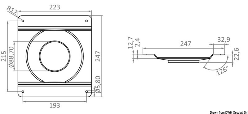 Piede girevole telescopico inox 540/720 mm 