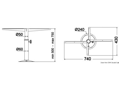 Gamba girevole telescopico 500/720 mm 