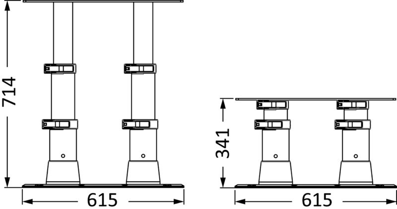 Gamba tavolo doppia base 615 x 300 mm 