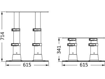Gamba tavolo doppia base 615 x 300 mm 